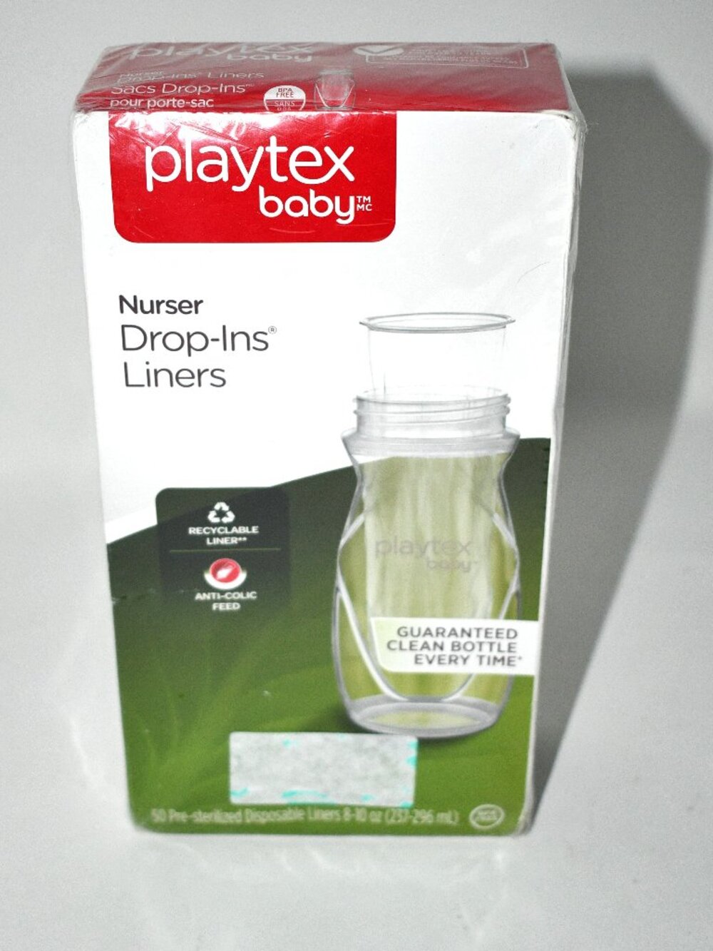 Playtex Baby Drop-Ins Disposable Bottle Liners, 8 oz, 100 Count, Anti-Colic, NWT